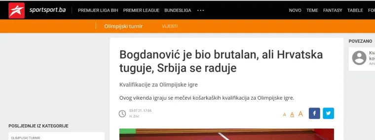 Srpski mediji: 'Debakl Hrvatske u Splitu. Hrvati plaču! Nijemci ih ostavili bez vize za Olimpijske igre