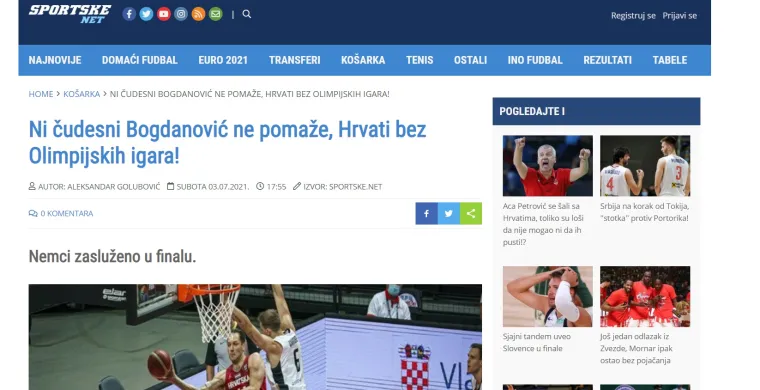Srpski mediji: 'Debakl Hrvatske u Splitu. Hrvati plaču! Nijemci ih ostavili bez vize za Olimpijske igre