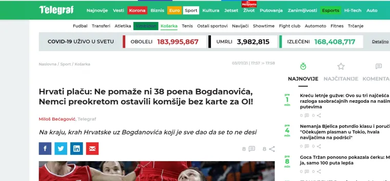 Srpski mediji: 'Debakl Hrvatske u Splitu. Hrvati plaču! Nijemci ih ostavili bez vize za Olimpijske igre