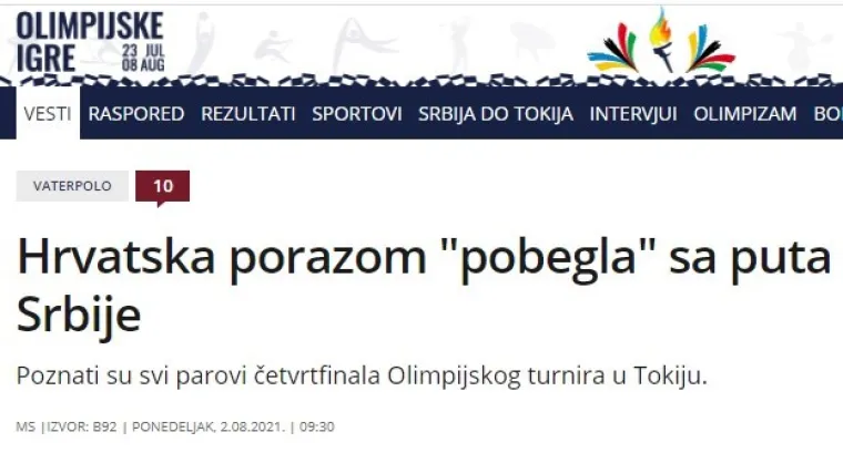 Pogledajte što srpski mediji pišu o porazu hrvatskih vaterpolista na Igrama