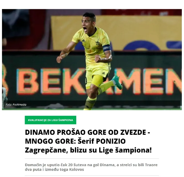 Evo što srpski mediji pišu nakon Dinamovog teškog poraza u Moldaviji