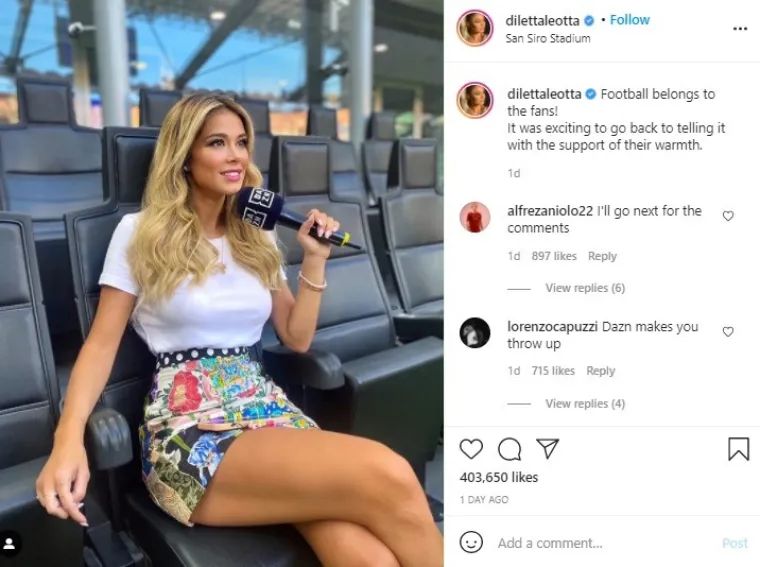 Diletta pokazala noge i poslala poruku navijačima: 'Jako sam uzbuđena kada osjetim tu toplinu...'