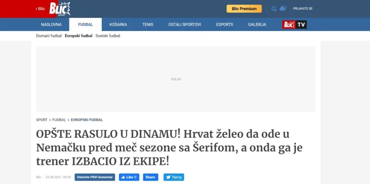 Regija bruji o potresu na Maksimiru: 'Modri se raspadaju. Totalni kaos u Dinamu uoči revan&scaron;a protiv &Scaron;erifa'