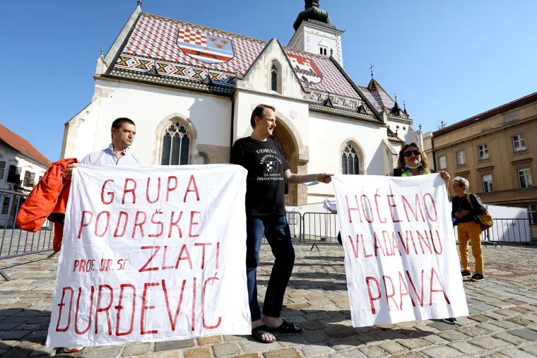 Na Markovom trgu održan prosvjed pod nazivom &Scaron;um u eteru protiv mjera Kriznog stožera