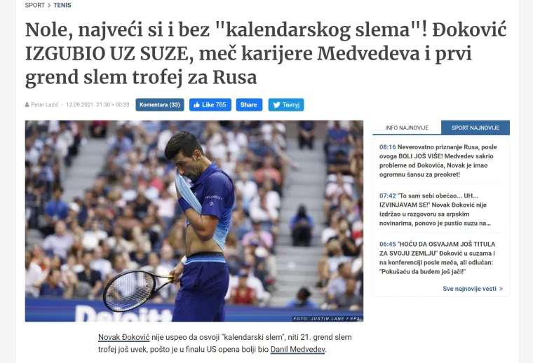 Srbi ne mogu doći k sebi nakon Đokovićeva poraza: 'Hoće li ikad više biti u prilici ovako nešto napraviti?'