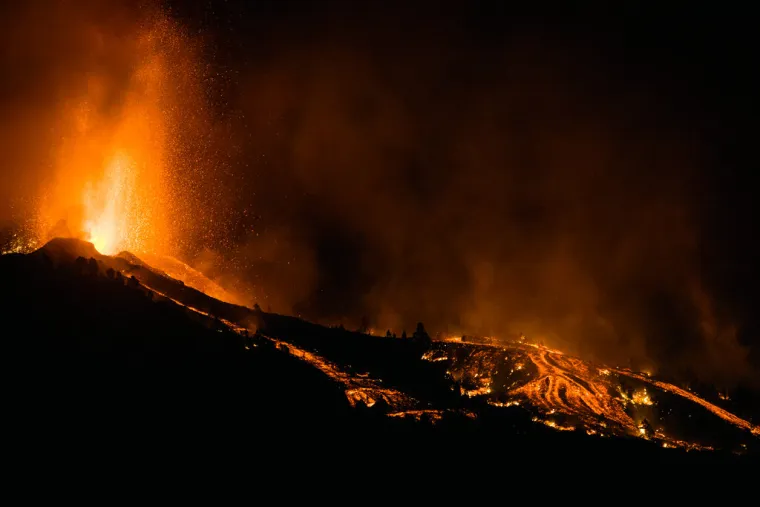 Vulkan na La Palmi, nekoliko dana poslije početka erupcije