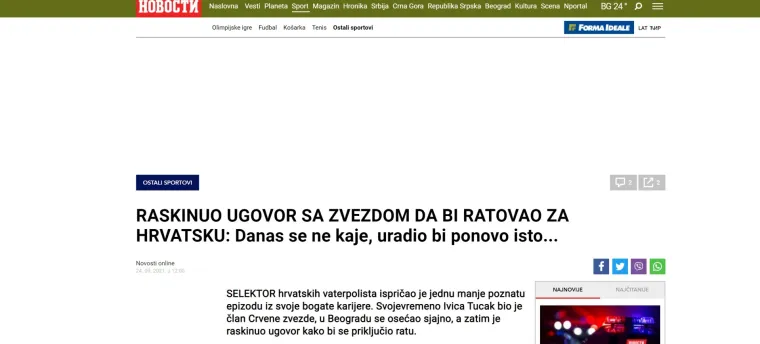 Tucakova priča o Zvezdi i ratu glasno odjeknula u susjedstvu: 'Hrvat &scaron;okirao regiju'