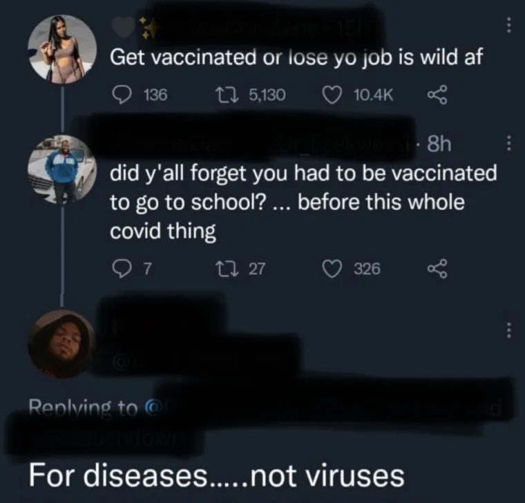 10. Bolest ili virus? Nakon što je Amerikanac na Twitteru napisao da su svi ionako bili cijepljeni prije nego su krenuli u školu i to davno prije Covida, &quot;pametnjaković&quot; mu je odgovorio: &apos;Cijepili su nas protiv bolesti, a ne protiv virusa&apos;.