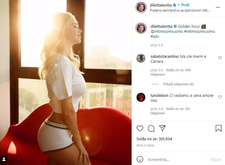 Diletta se slikala u gaćicama, na ovoj fotografiji je sigurno zaradila