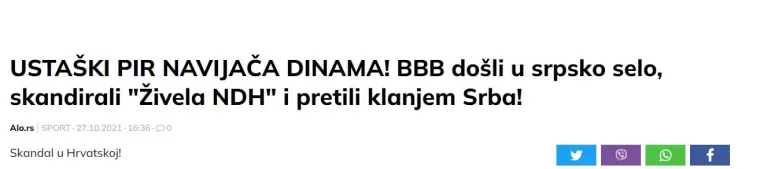 Srbi bijesni na Dinamove navijače: 'Došli su u srpsko selo i prijetili klanjem Srba...'