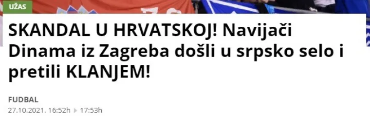 Srbi bijesni na Dinamove navijače: 'Došli su u srpsko selo i prijetili klanjem Srba...'
