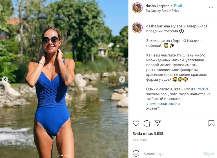 Supruga ruskog izbornika vrućom fotografijom raspalila maštu fanovima uoči okršaja s Vatrenima