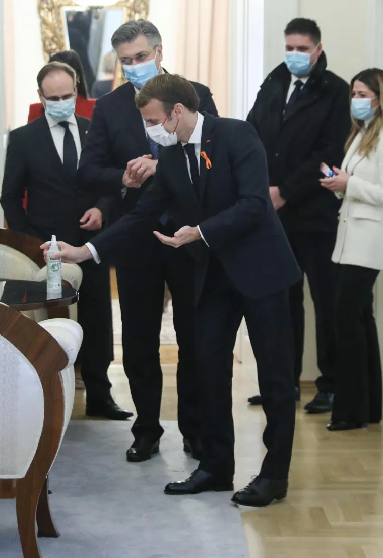 Milanović i Plenković ugostili Macrona: Na Pantovčaku svi bez maski, u Banskim dvorima na sve se pazilo