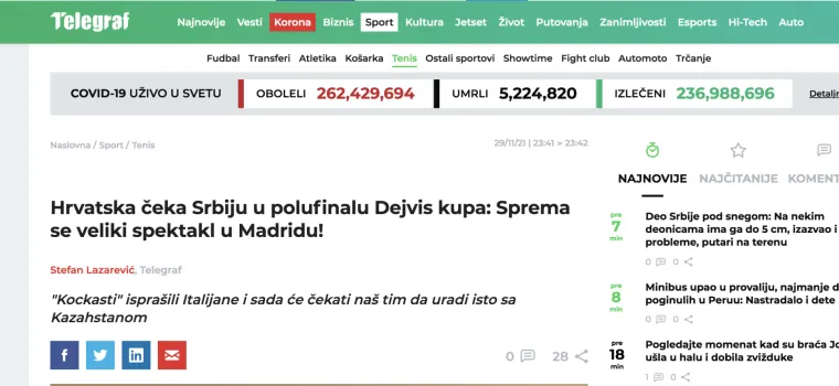 Srpski mediji o plasmanu Hrvatske u polufinale: 'Prvoklasna senzacija. Sprema se veliki spektakl u Madridu'