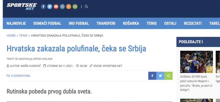 Srpski mediji o plasmanu Hrvatske u polufinale: 'Prvoklasna senzacija. Sprema se veliki spektakl u Madridu'
