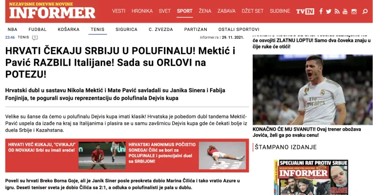 Srpski mediji o plasmanu Hrvatske u polufinale: 'Prvoklasna senzacija. Sprema se veliki spektakl u Madridu'