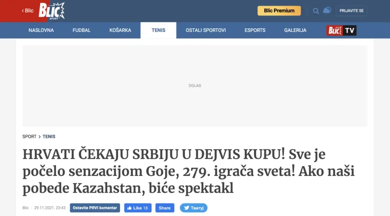 Srpski mediji o plasmanu Hrvatske u polufinale: 'Prvoklasna senzacija. Sprema se veliki spektakl u Madridu'