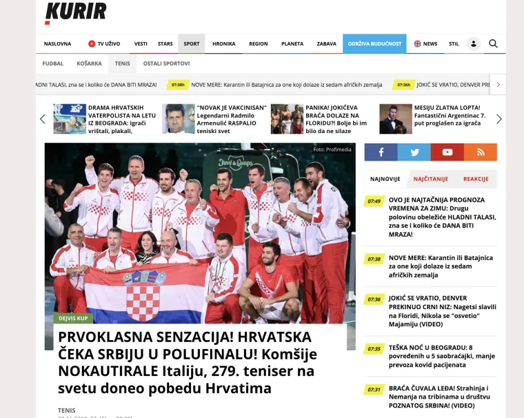 Srpski mediji o plasmanu Hrvatske u polufinale: 'Prvoklasna senzacija. Sprema se veliki spektakl u Madridu'