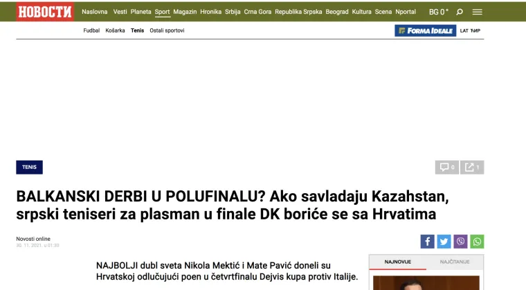 Srpski mediji o plasmanu Hrvatske u polufinale: 'Prvoklasna senzacija. Sprema se veliki spektakl u Madridu'