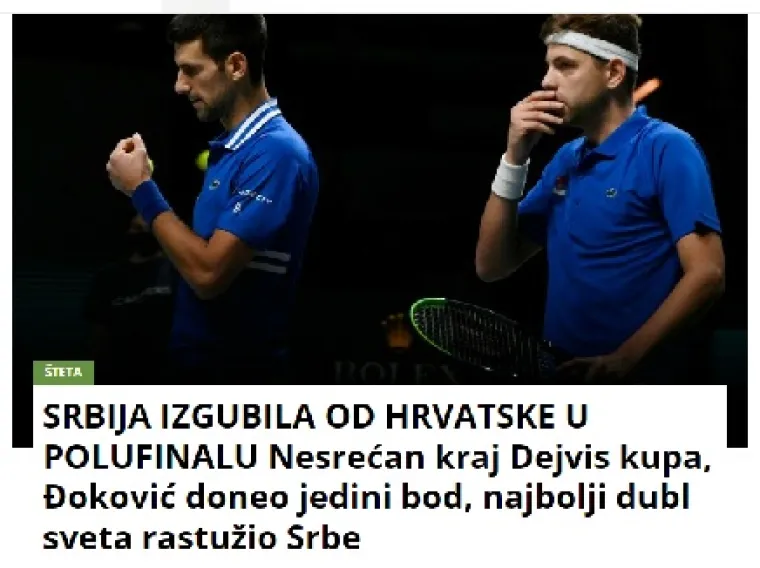 Evo što srpski mediji pišu nakon što je Hrvatska izbacila Srbiju s Davis Cupa