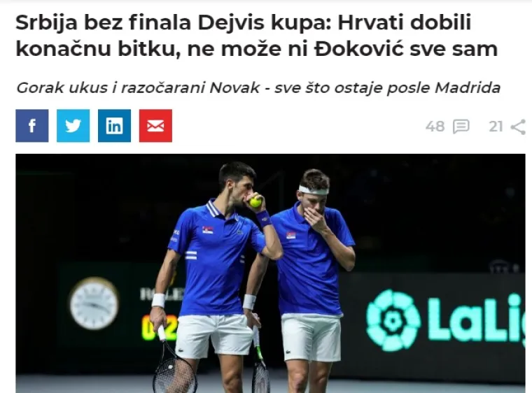 Evo što srpski mediji pišu nakon što je Hrvatska izbacila Srbiju s Davis Cupa