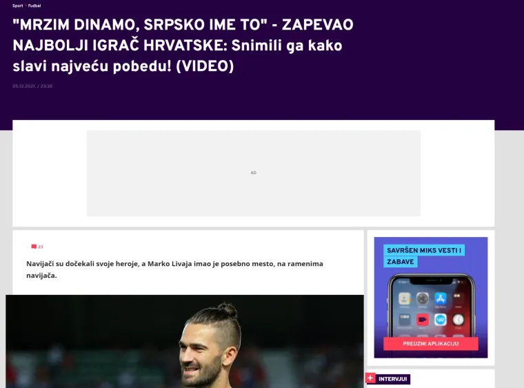 Srpski mediji nakon derbija prozvali Tocidu i Marka Livaju: 'Hrvatskim kompleksima nema kraja...'