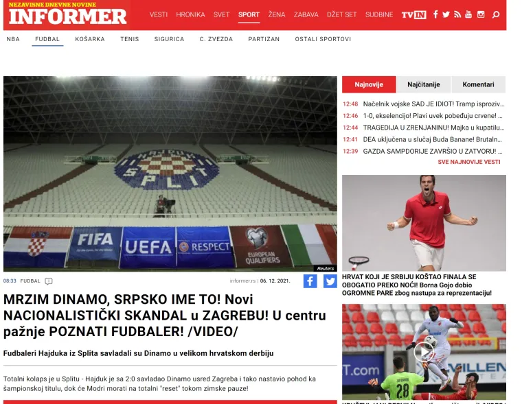 Srpski mediji nakon derbija prozvali Tocidu i Marka Livaju: 'Hrvatskim kompleksima nema kraja...'