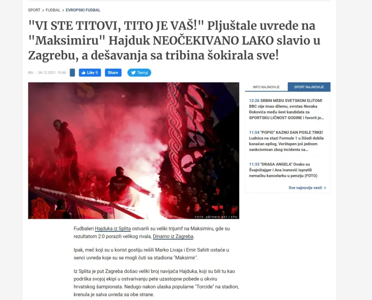 Srpski mediji nakon derbija prozvali Tocidu i Marka Livaju: 'Hrvatskim kompleksima nema kraja...'