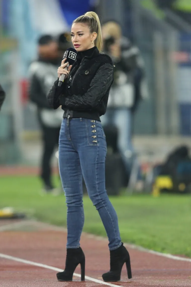 Rome, Italy - December 7, 2019: Diletta Leotta (italian showgirl) on live television before the Italian Serie A football match SS Lazio vs FC Juventus, at Olympic Stadium in Rome on 07/12/2019, Image: 486967665, License: Rights-managed, Restrictions: Per la presente foto non Ă&uml; stata rilasciata liberatoria. Ai sensi di legge e come giĂ  accettato in fase di registrazione sul sito, chi pubblica la foto Ă&uml; tenuto a pixelare tutto ciĂ˛ che violi il Diritto alla Privacy di soggetti terzi (volti, targhe ecc, Model Release: no, Credit line: Marco Iacobucci / IPA / IPA / Profimedia
