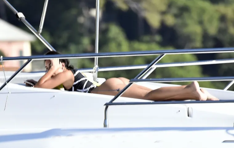 portofino, ITALY  - *EXCLUSIVE*  - Juventus FC footballer Cristiano Ronaldo and his partner Georgina Rodriguez pictured relaxing with friends on a yacht in Portofino.
The superstar footballer looked chilled out as he relaxed on the deck on the yacht with girlfriend Georgina soaking up the sunshine, The footballer than was seen enjoying some lunch with friends!
BACKGRID UK 28 JUNE 2020,Image: 537023392, License: Rights-managed, Restrictions: RIGHTS: WORLDWIDE EXCEPT IN ITALY, Model Release: no