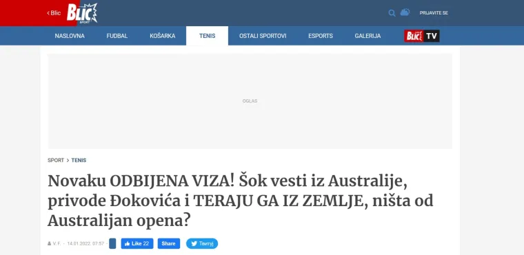 Prve reakcije srpskih medija nakon &scaron;to je Đokoviću opet ukinuta viza: '&Scaron;ok vijesti, privode Novaka i tjeraju ga iz zemlje'