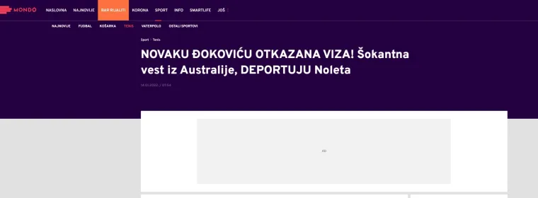 Prve reakcije srpskih medija nakon &scaron;to je Đokoviću opet ukinuta viza: '&Scaron;ok vijesti, privode Novaka i tjeraju ga iz zemlje'