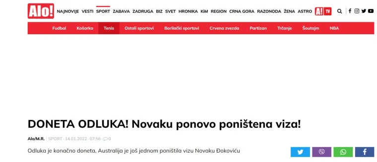 Prve reakcije srpskih medija nakon &scaron;to je Đokoviću opet ukinuta viza: '&Scaron;ok vijesti, privode Novaka i tjeraju ga iz zemlje'