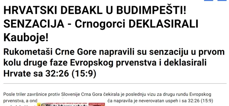 Srpski mediji raspisali su se o hrvatskim rukometašima: Pogledajte što se piše o našim Kaubojima u susjedstvu