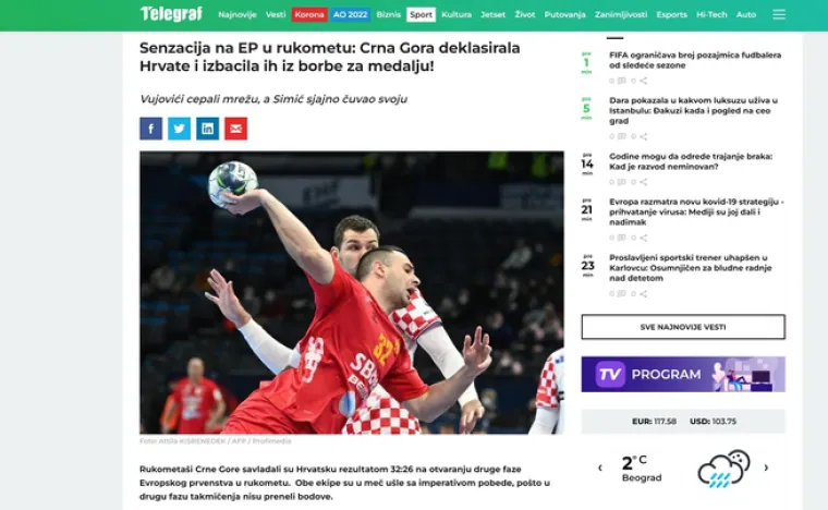 Srpski mediji komentirali te&scaron;ki poraz Hrvatske: 'Hrvati na koljenima, doživjeli su debakl'