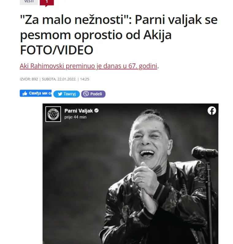 Sve još miriše na njega: Pogledajte reakcije medija u regiji na iznenadnu smrt Akija Rahimovskog