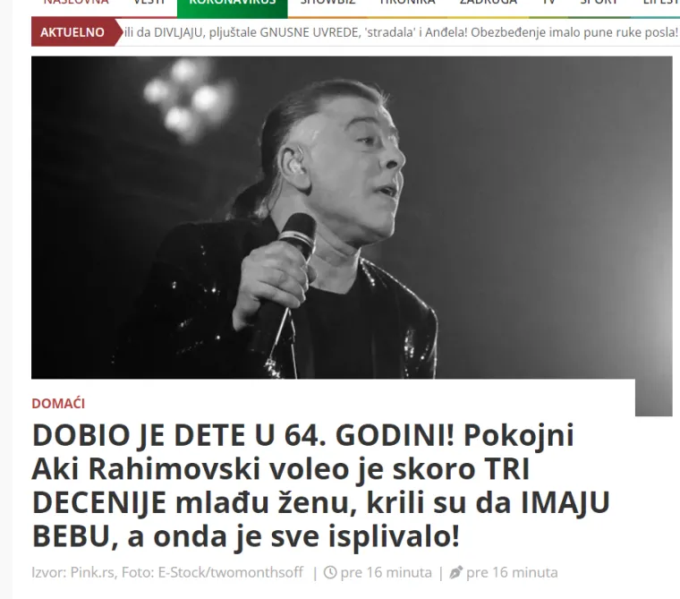 Sve još miriše na njega: Pogledajte reakcije medija u regiji na iznenadnu smrt Akija Rahimovskog