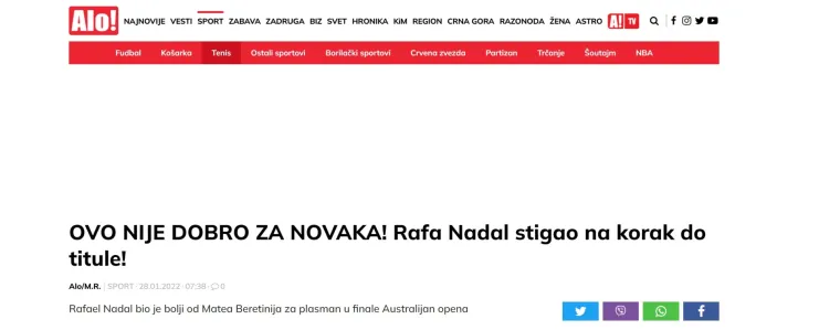 Srbima te&scaron;ko pale vijesti iz Australije, pogledajte &scaron;to pi&scaron;u nakon Nadalova plasmama u finale