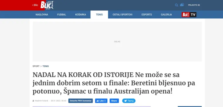 Srbima te&scaron;ko pale vijesti iz Australije, pogledajte &scaron;to pi&scaron;u nakon Nadalova plasmama u finale