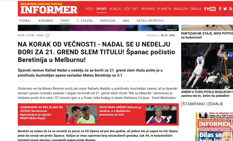 Srbima te&scaron;ko pale vijesti iz Australije, pogledajte &scaron;to pi&scaron;u nakon Nadalova plasmama u finale