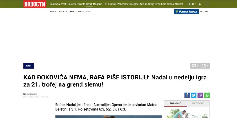 Srbima te&scaron;ko pale vijesti iz Australije, pogledajte &scaron;to pi&scaron;u nakon Nadalova plasmama u finale