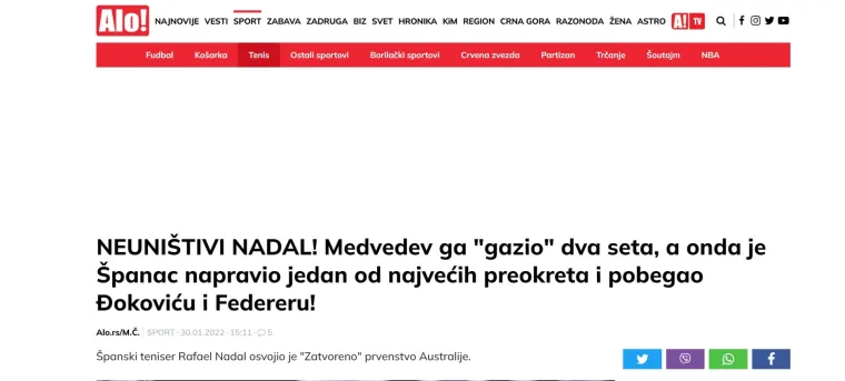 Srpski portali nisu dobro primili vijesti iz Australije, morali su priznati da je Rafa kralj, pogledajte što pišu