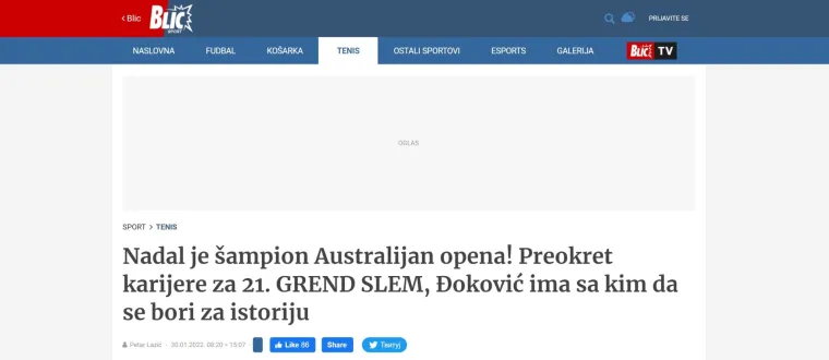 Srpski portali nisu dobro primili vijesti iz Australije, morali su priznati da je Rafa kralj, pogledajte što pišu