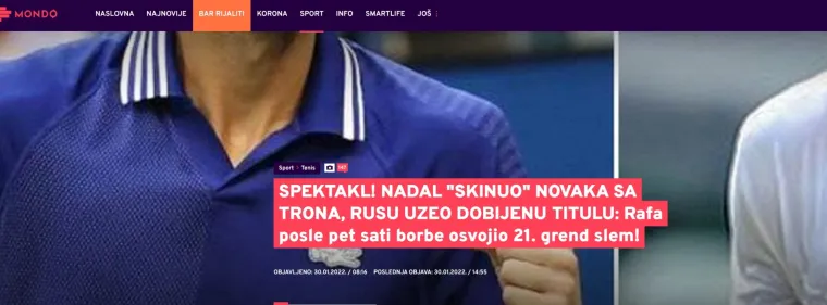 Srpski portali nisu dobro primili vijesti iz Australije, morali su priznati da je Rafa kralj, pogledajte što pišu