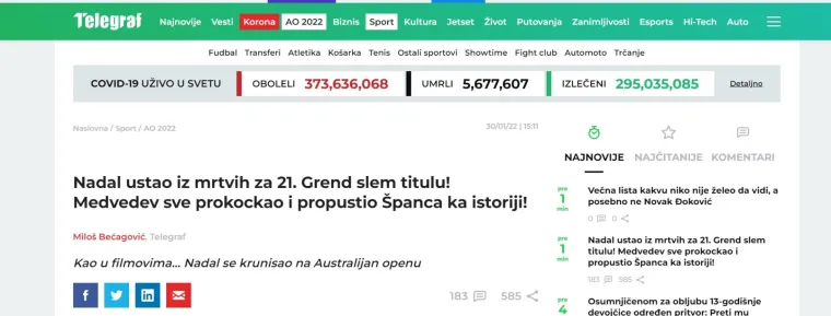 Srpski portali nisu dobro primili vijesti iz Australije, morali su priznati da je Rafa kralj, pogledajte što pišu