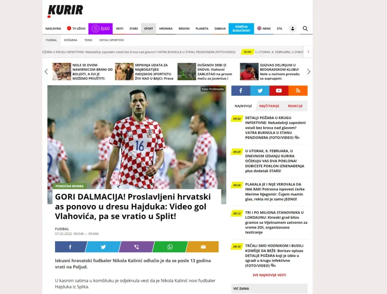 Srpski i bosanski portali bruje o Kalinićevom transferu: 'Napravio skandal na Mundijalu, a sad se vratio kući'