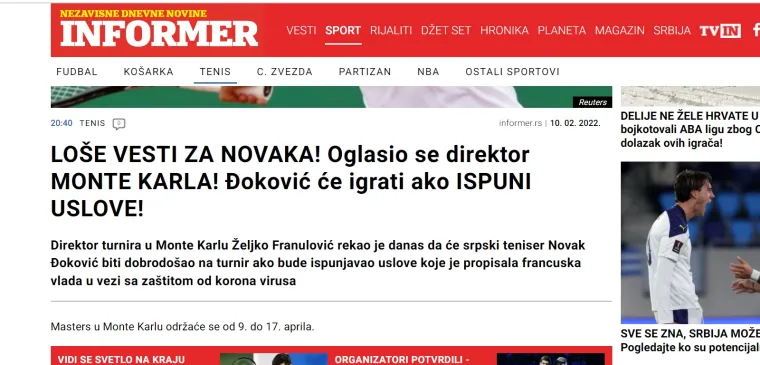 Poruka čuvenog Hrvata Đokoviću odjeknula u Srbiji: 'Loše vijesti za Novaka'