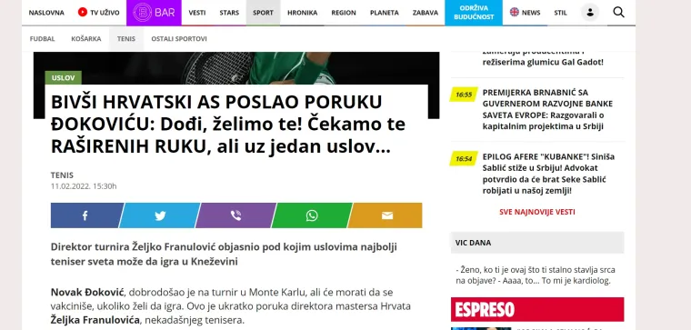 Poruka čuvenog Hrvata Đokoviću odjeknula u Srbiji: 'Loše vijesti za Novaka'