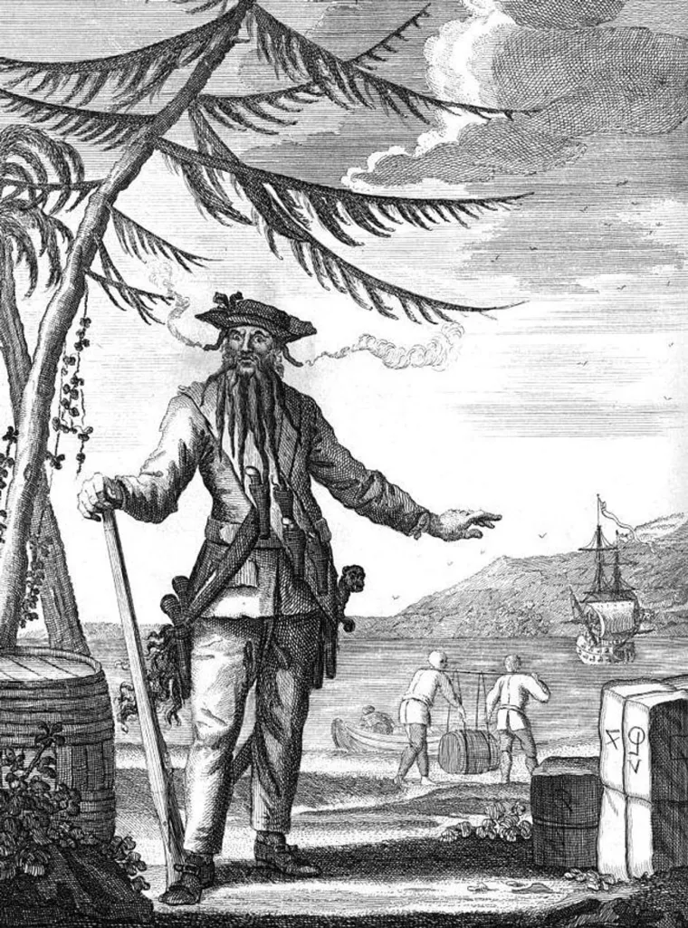 Edward Teach, poznatiji kao Crnobradi, jedan je od najpoznatijih pirata u povijesti. Njegova slava se još za njegova života proširila na obje strane Atlantika. Navodno je imao 14 žena, a tijekom karijere je opljačkao 40 brodova. Ipak, njegovo je blago ostalo najpoznatiji dio izgubljene povijesti. Jednom je prilikom član Teachove posade upitao kapetana: &quot;Ako sutra poginete, zna li vaša žena Mary gdje ste zakopali vaše blago?&quot; Teach je odgovorio: &quot;Dovraga prijatelju, nitko osim mene i Vraga ne zna gdje je sakriveno.&quot; 
