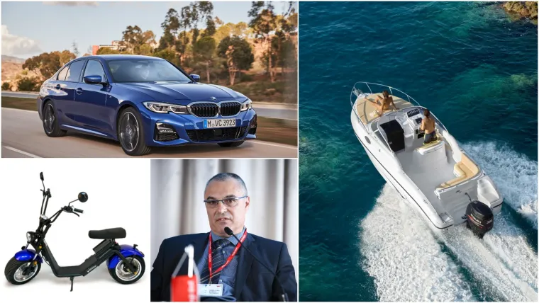 Predsjednik Uprave Hrvatskih autocesta (HAC), Boris Huzjan (HDZ), našim autocestama &quot;krstari&quot; u BMW-u 320d iz 2018. kojeg je procijenio vrlo precizno na 232.339,29 kuna. No Huzjan krstari i našim morem i to u čamcu Ranieri 24 iz 2011. kojeg pak cijeni na 223.500 kuna. Kada ne putuje morem ili autocestom, za kraće relacije, vjerojatno koristi električni skuter LUQI iz 2020. koji vrijedi 12.000 kuna. Dodajmo da i njegova supruga posjeduje VW Golf iz 2010. u vrijednosti od 45.000 kuna